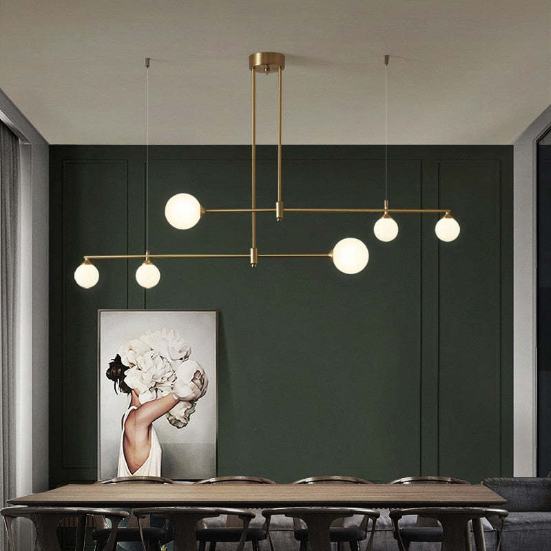 Koperen hanglamp met gouden bubbelglas voor sfeer