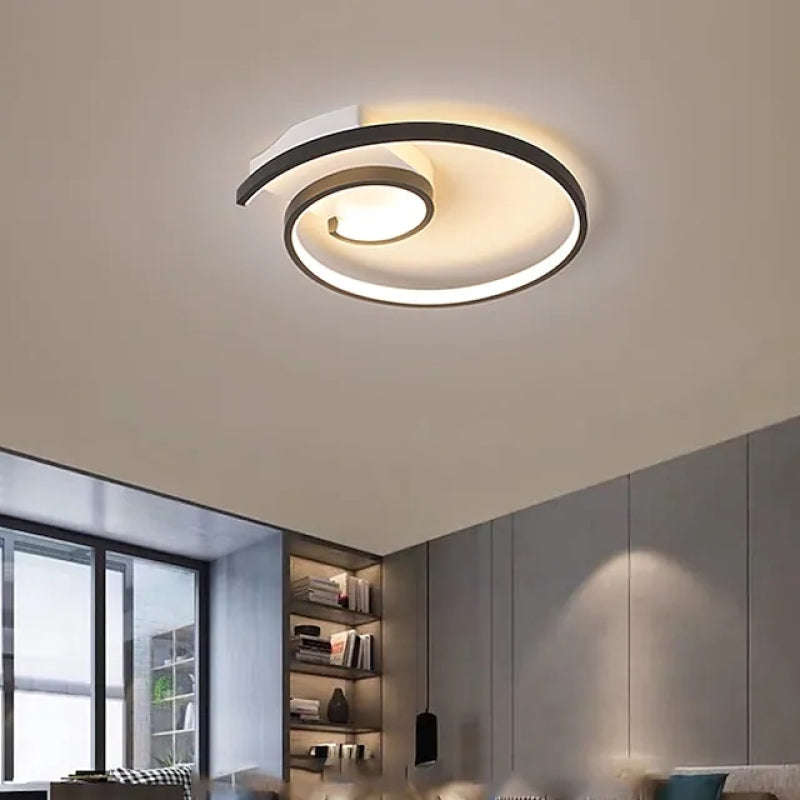 Lumière de plafond métallique spirale moderne avec finition mate noire ou blanche