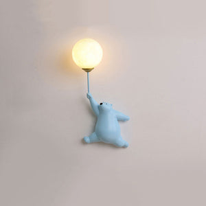 Bear Balloon Applique Murale Ours Ballon Moderne Animale. Blanc/Bleu/Rose. Salon - Neutralighting