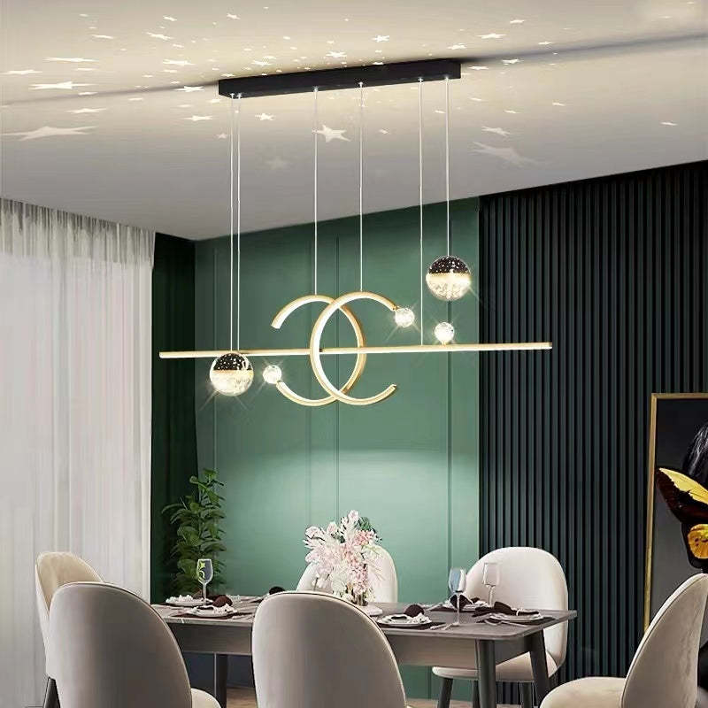 Dubbele C hanglamp goud zwart met sterrenhemel gloed