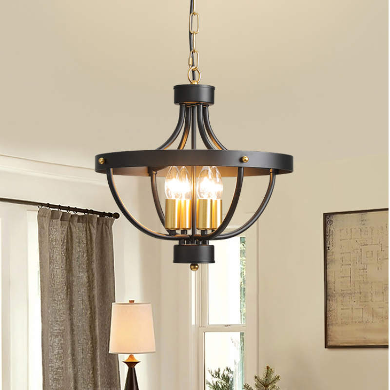 Suspension LED vintage noire mate pour salle à manger