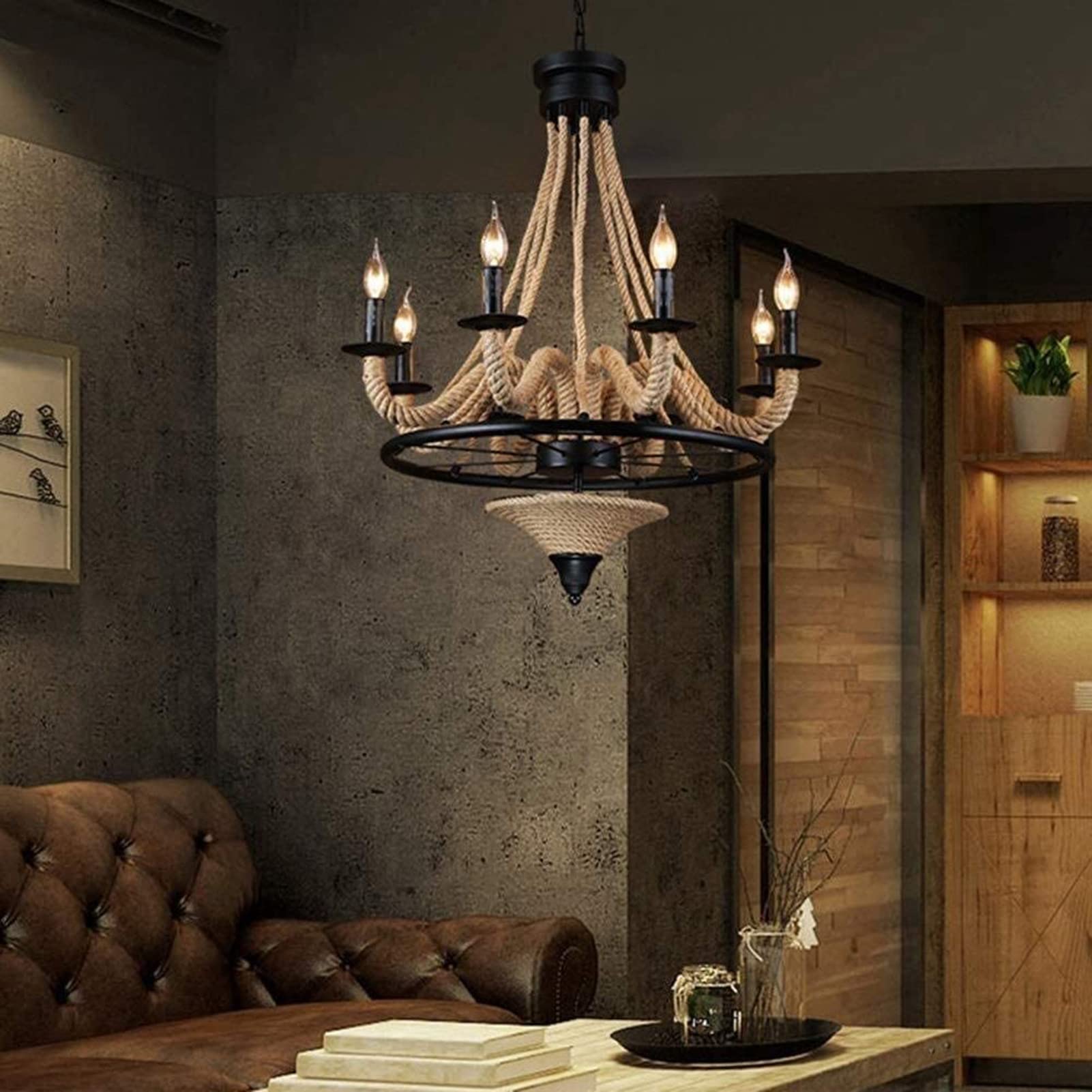 Suspension LED Antique Avec Détail Corde