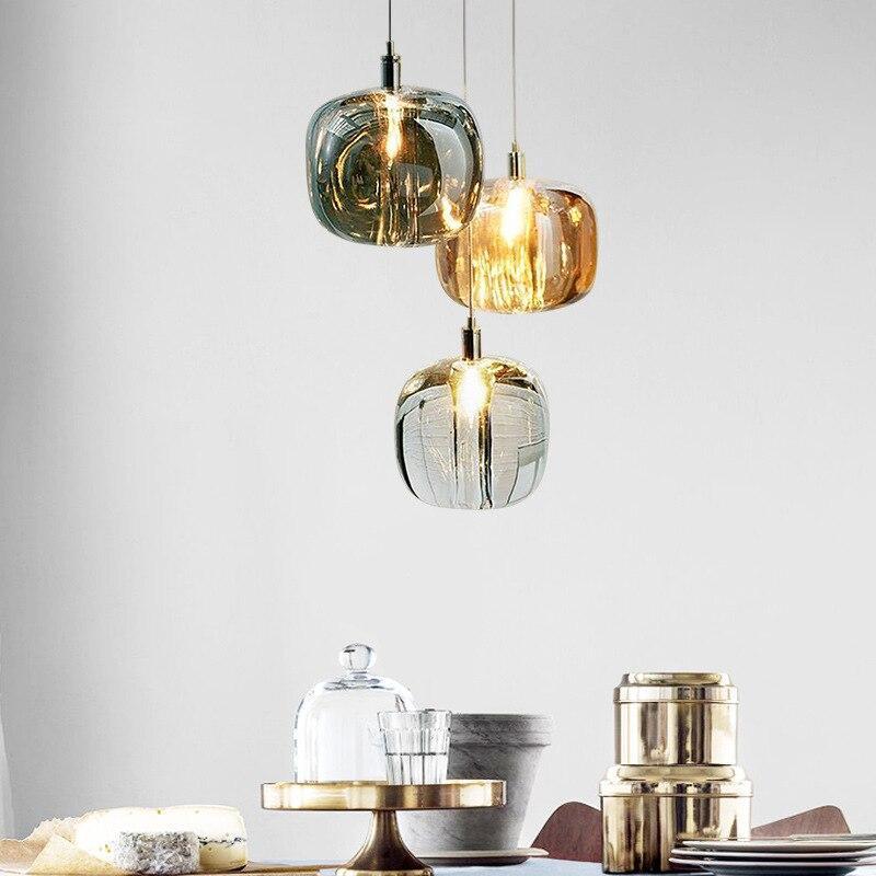 Suspension LED en verre à bulles avec douce lueur