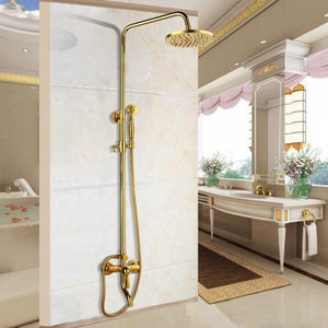 Shower Faucet - 8" Bathroom Rainfall Shower Faucet Set Solid Brass Single Shower Mixer Tap