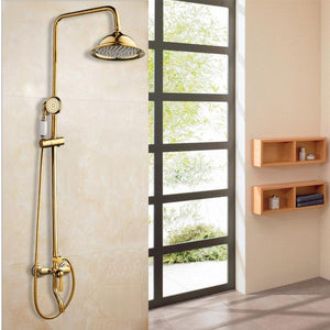 Shower Faucet - 8" Bathroom Rainfall Shower Faucet Set Solid Brass Single Shower Mixer Tap