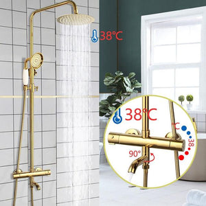 Shower Faucet - 8" Bathroom Rainfall Shower Faucet Set Solid Brass Single Shower Mixer Tap
