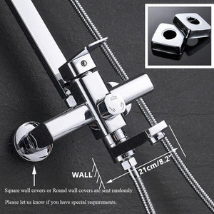 Shower Faucet - 8" Wall Mount Rainfall Shower Head With Handshower Bathtub Mixer Tap