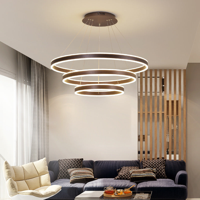 Suspension LED moderne à trois anneaux, design minimaliste