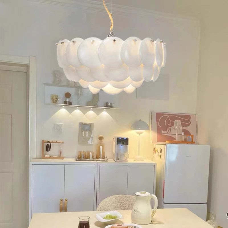 Lustre Art Déco avec accents feuille en céramique et métal