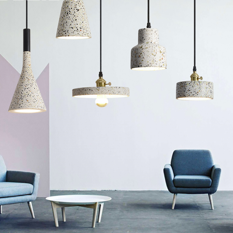 Elegante stenen kap hanglamp met zachte gloed
