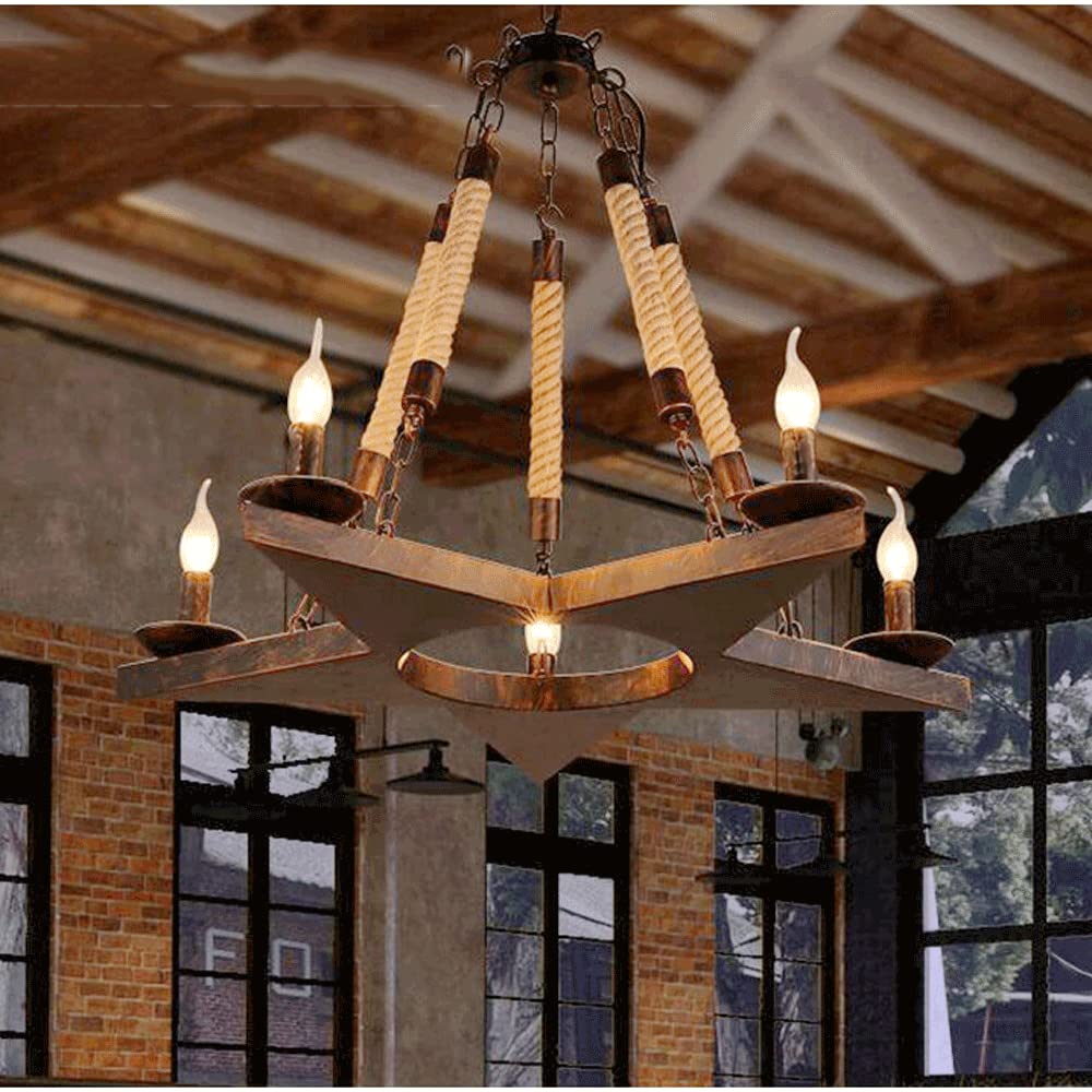 Lustre industriel en corde et métal pour café ou restaurant