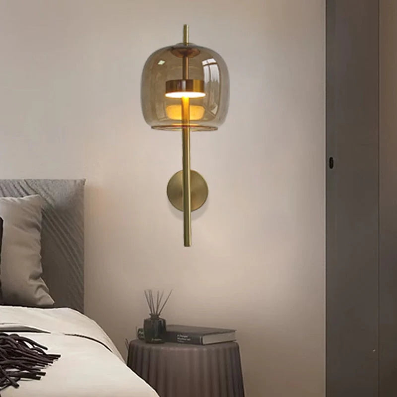 Applique murale intérieure en verre et métal pour chambre et couloir