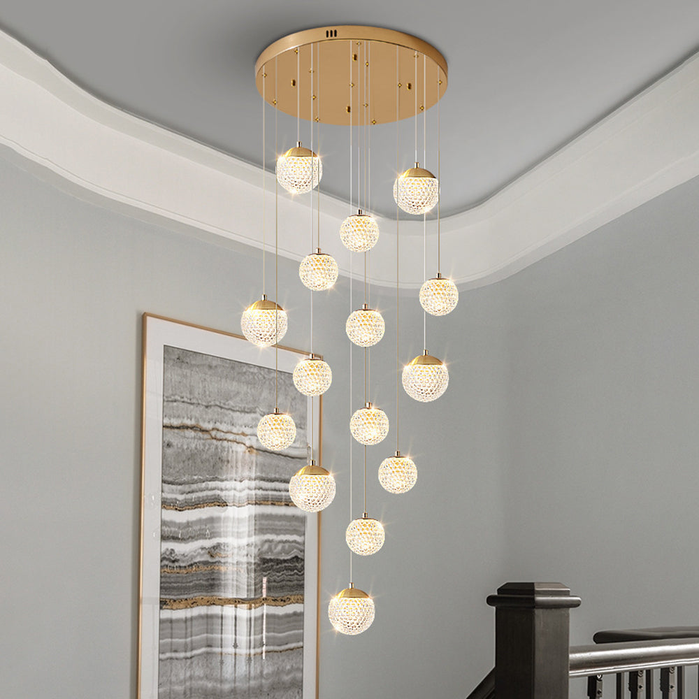 Lustre Art déco doré avec touche moderne