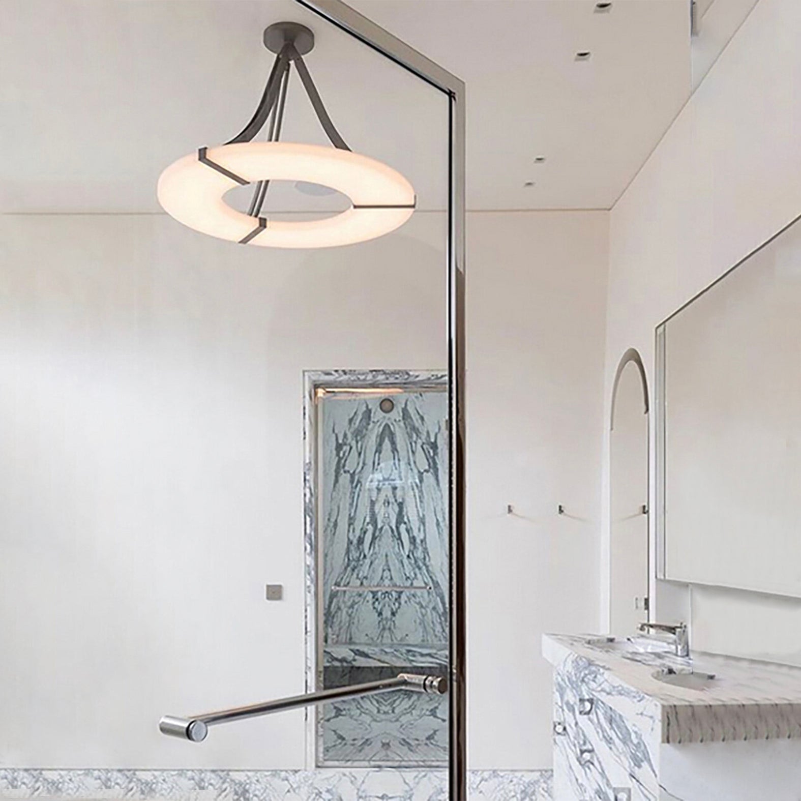Alabaster Ring Pendant Chandelier With Integrated LED Glow