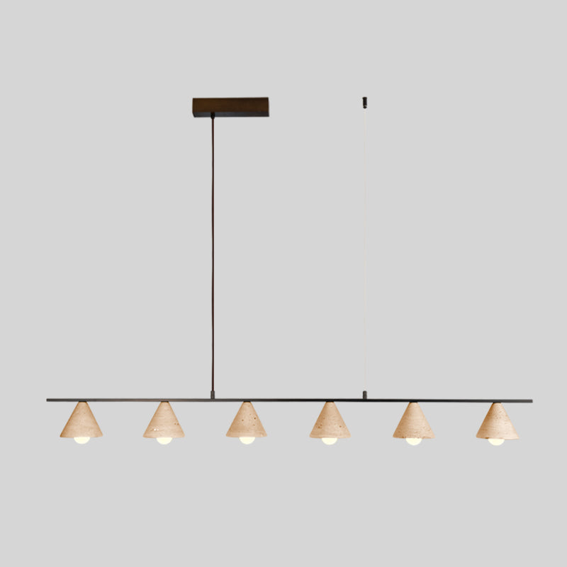 Lampe suspendue six têtes en travertin pour ambiance chaleureuse