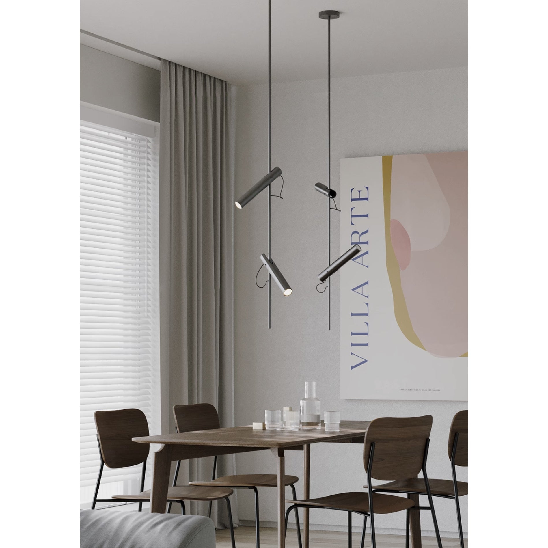 Schlanke Linien Metall-Pendelleuchte für moderne Innenräume