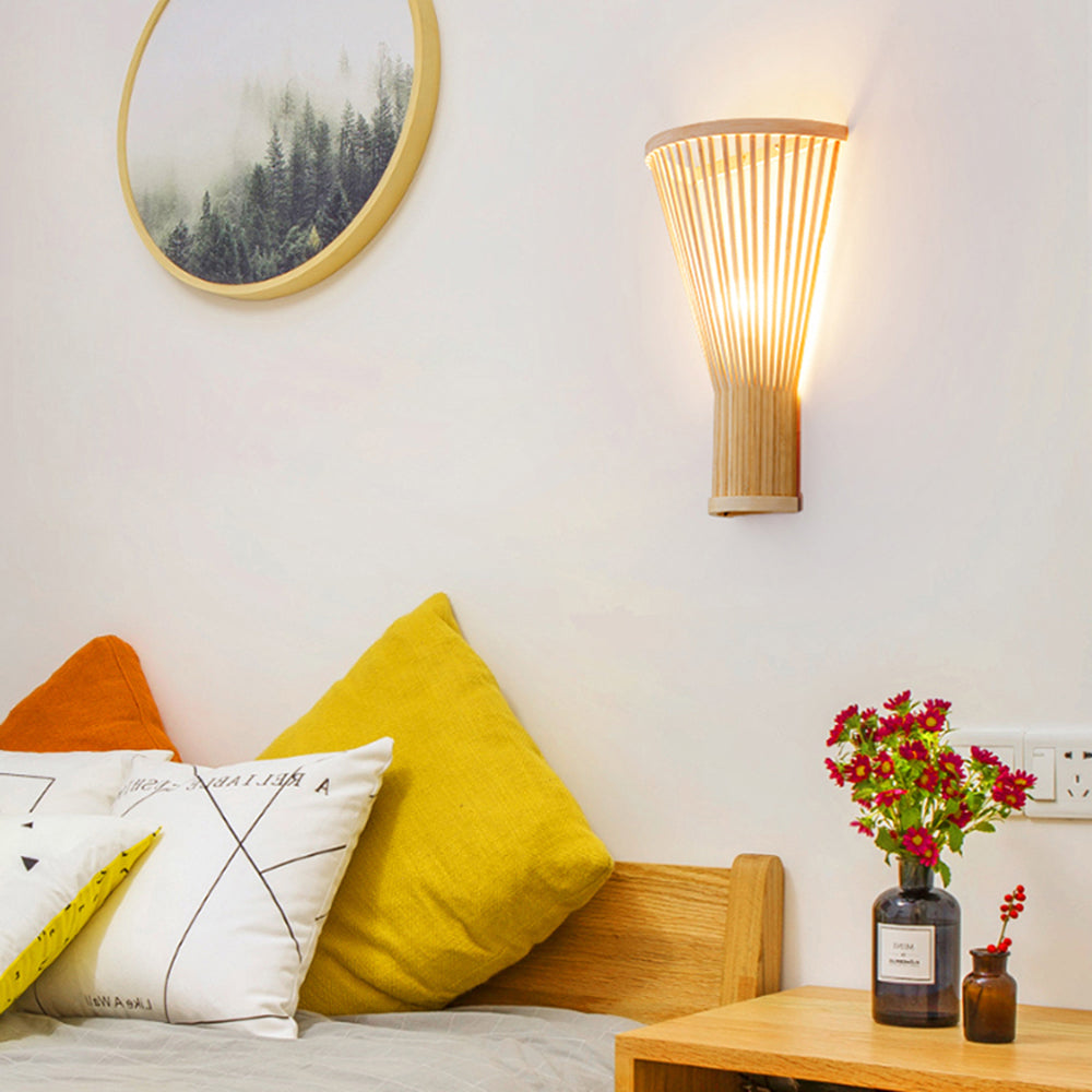 Lampe de chevet murale LED en rotin pour chambre