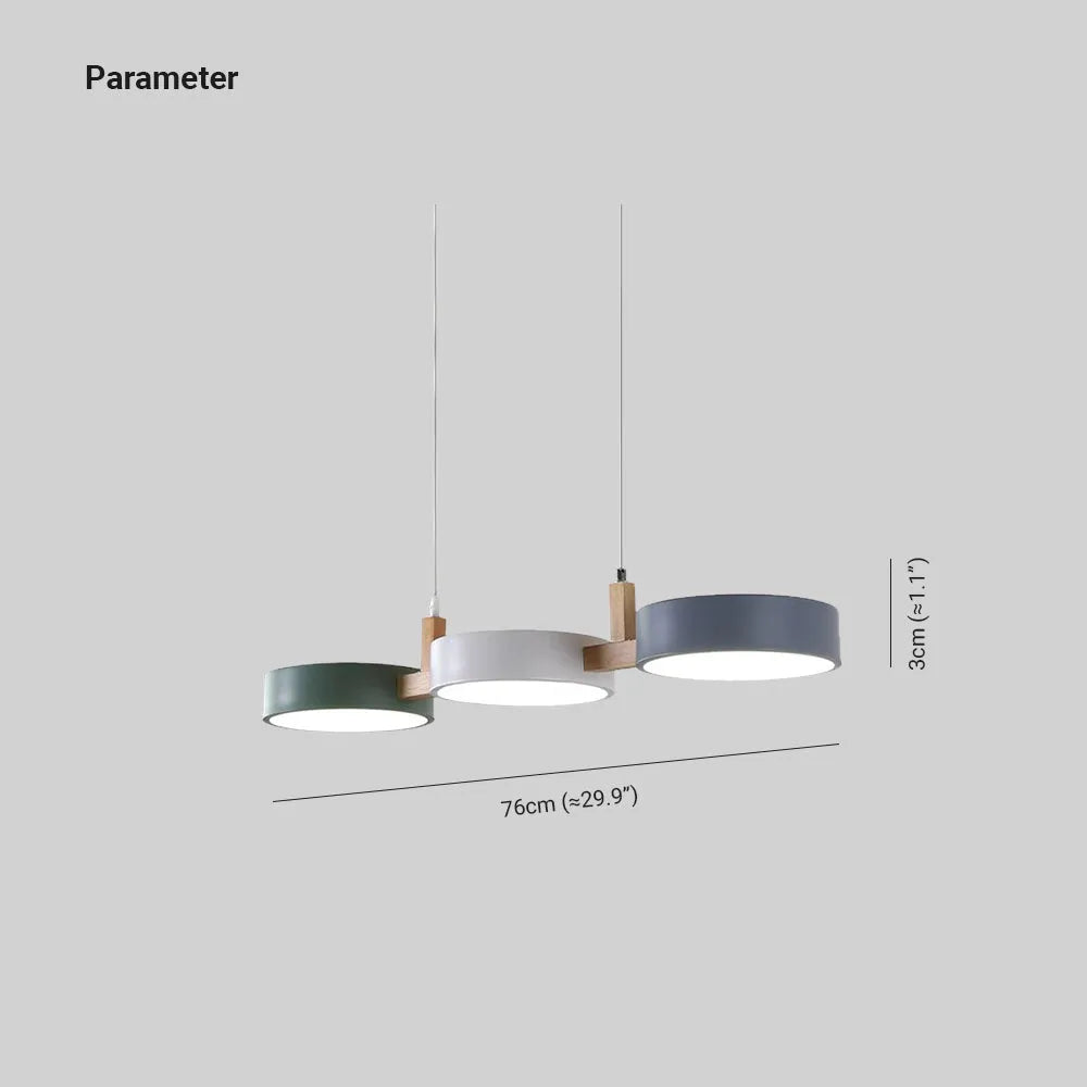 Drie-lichts cirkelvormige LED hanglamp voor woonkamers
