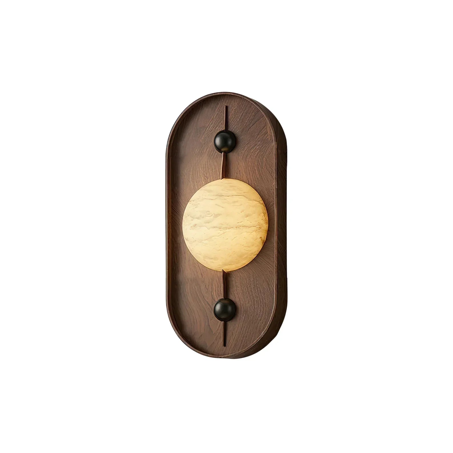 Lampe murale en albâtre inspirée du bois flotté avec finition noyer