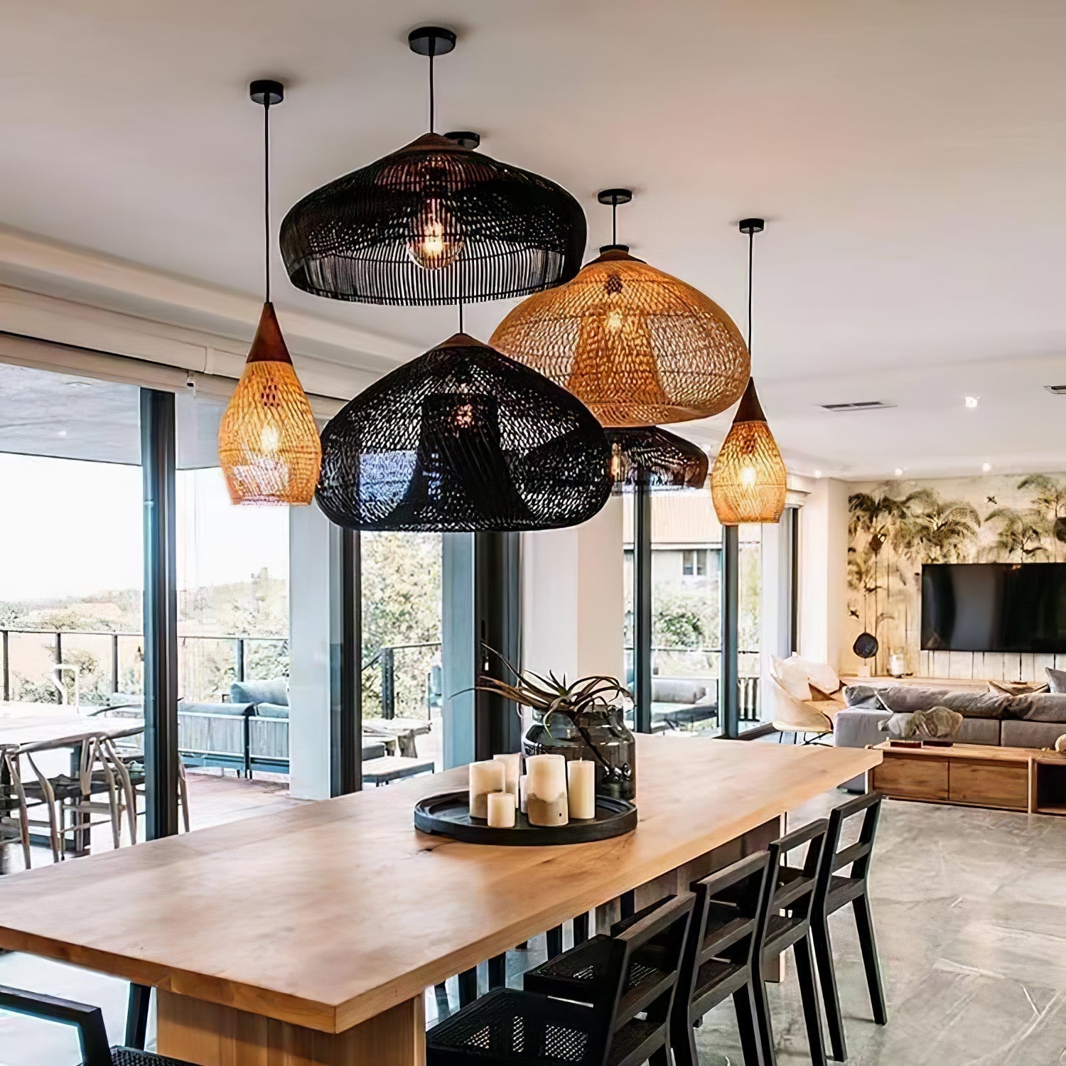 Lampe suspension en rotin tressé pour une ambiance cosy de salon