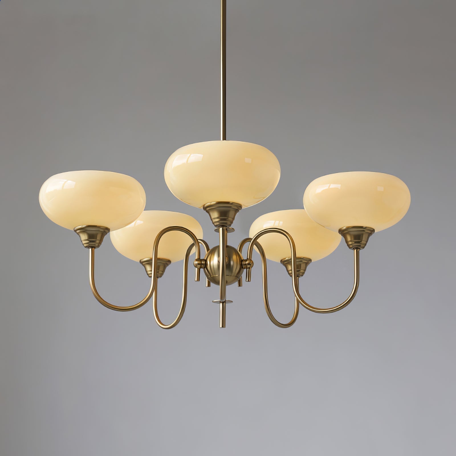 Lustre vintage en verre et métal avec LED pour salon