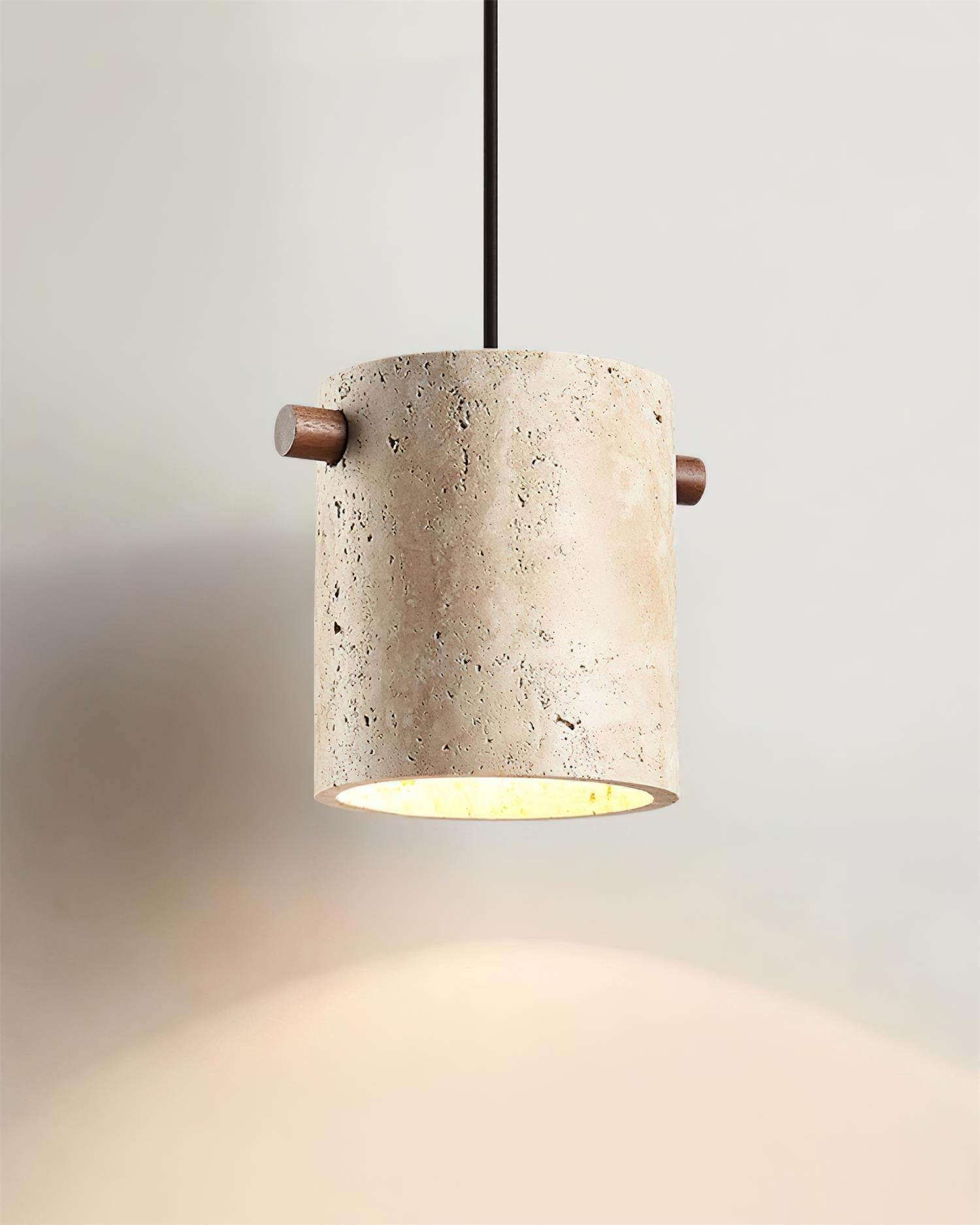 Lampe suspension en travertin multi-têtes avec abat-jour en pierre naturelle
