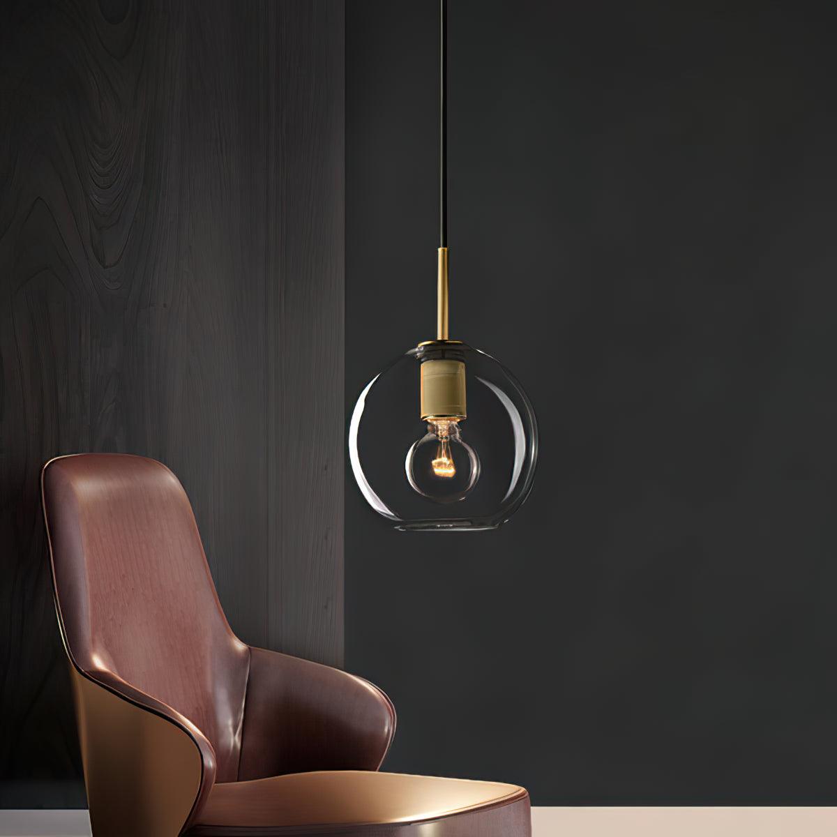 Lampe suspendue en laiton avec abat-jour en verre pour salle à manger ou cuisine