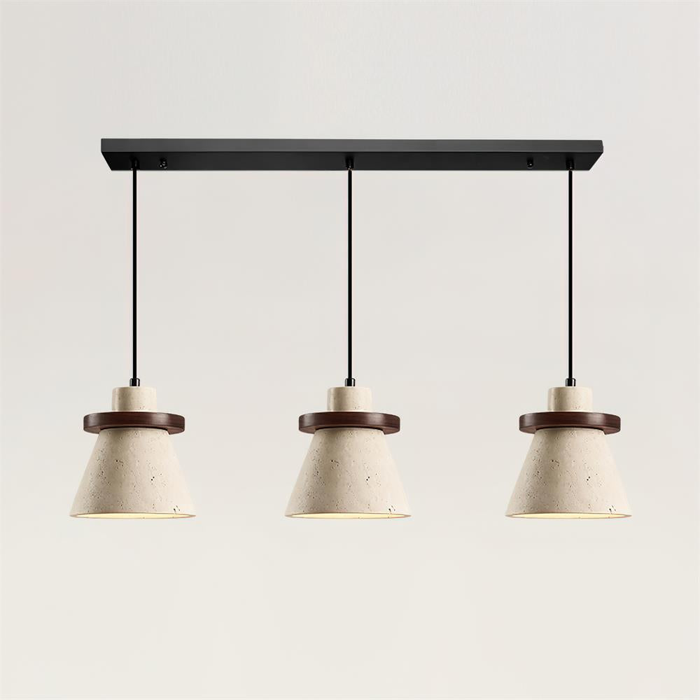 Lustre en travertin avec lueur chaude