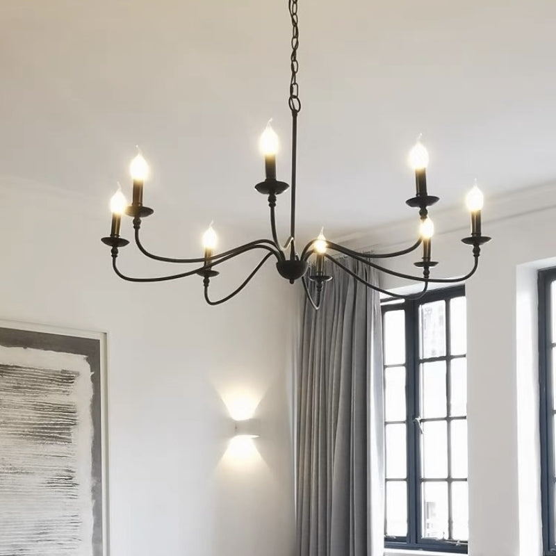 Lustre à bougies en métal patrimonial pour salon