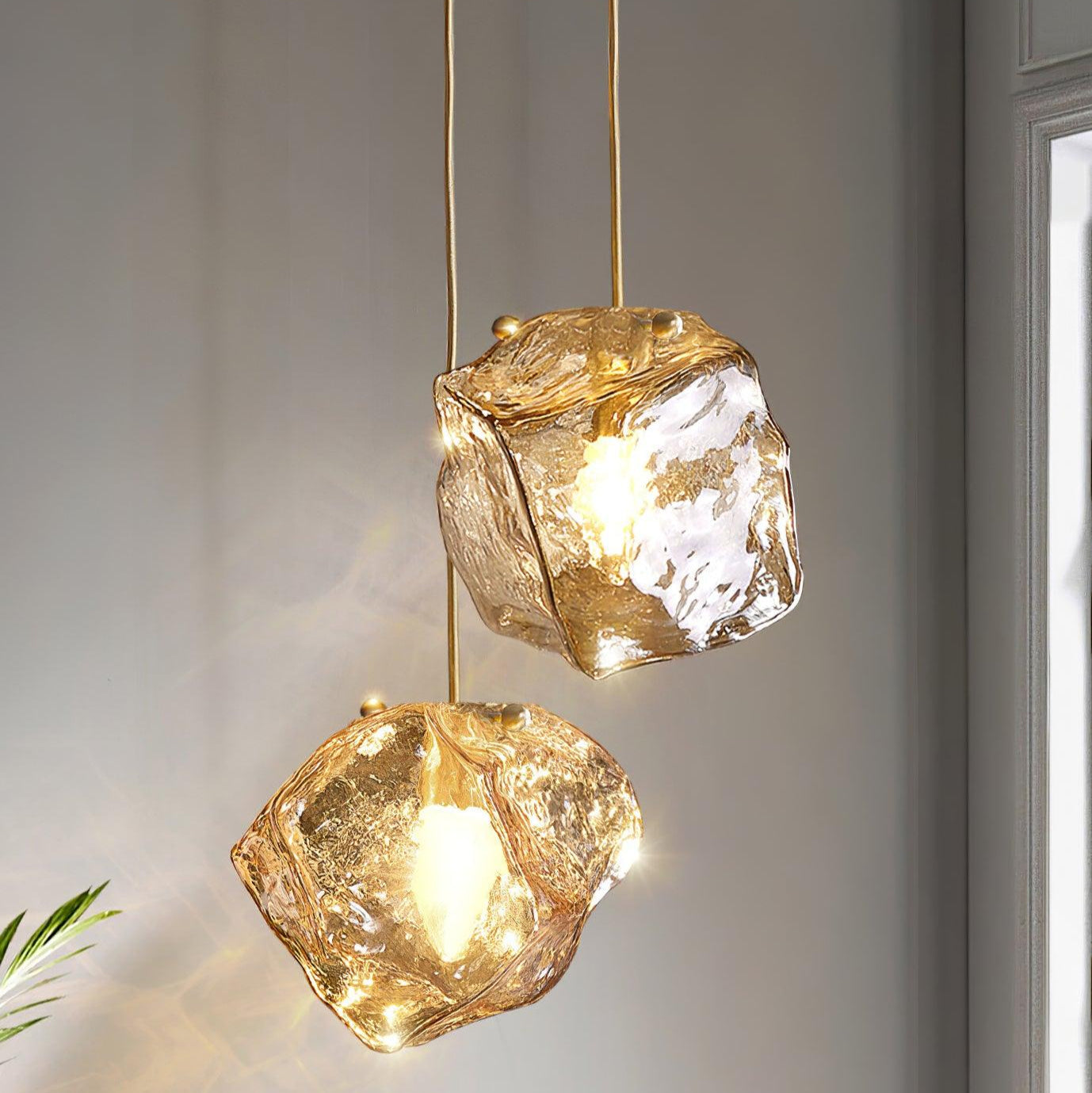Suspension premium en laiton avec verre craquelé glace