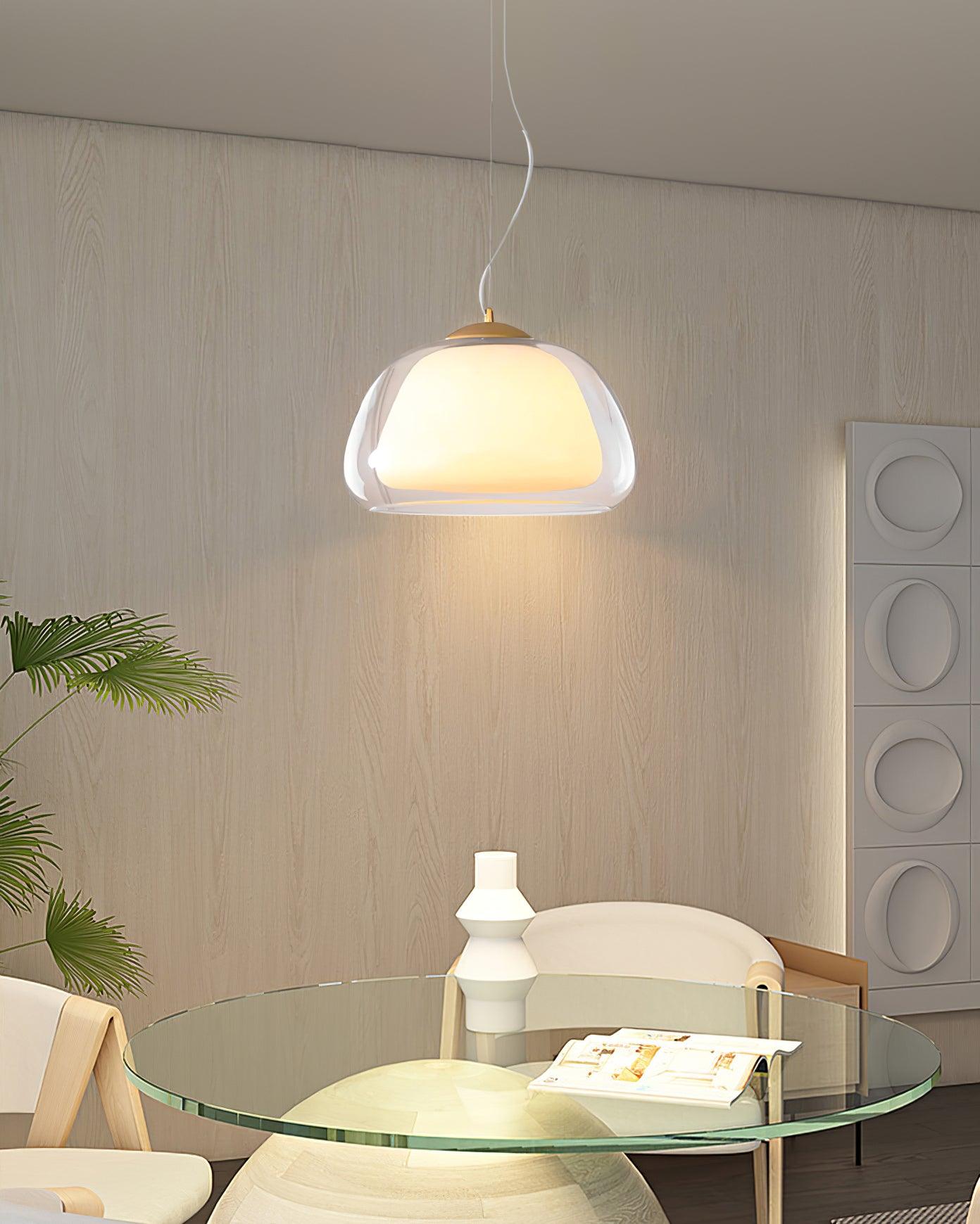 Hängende Glas-Pendelleuchte mit dimmbarem Licht