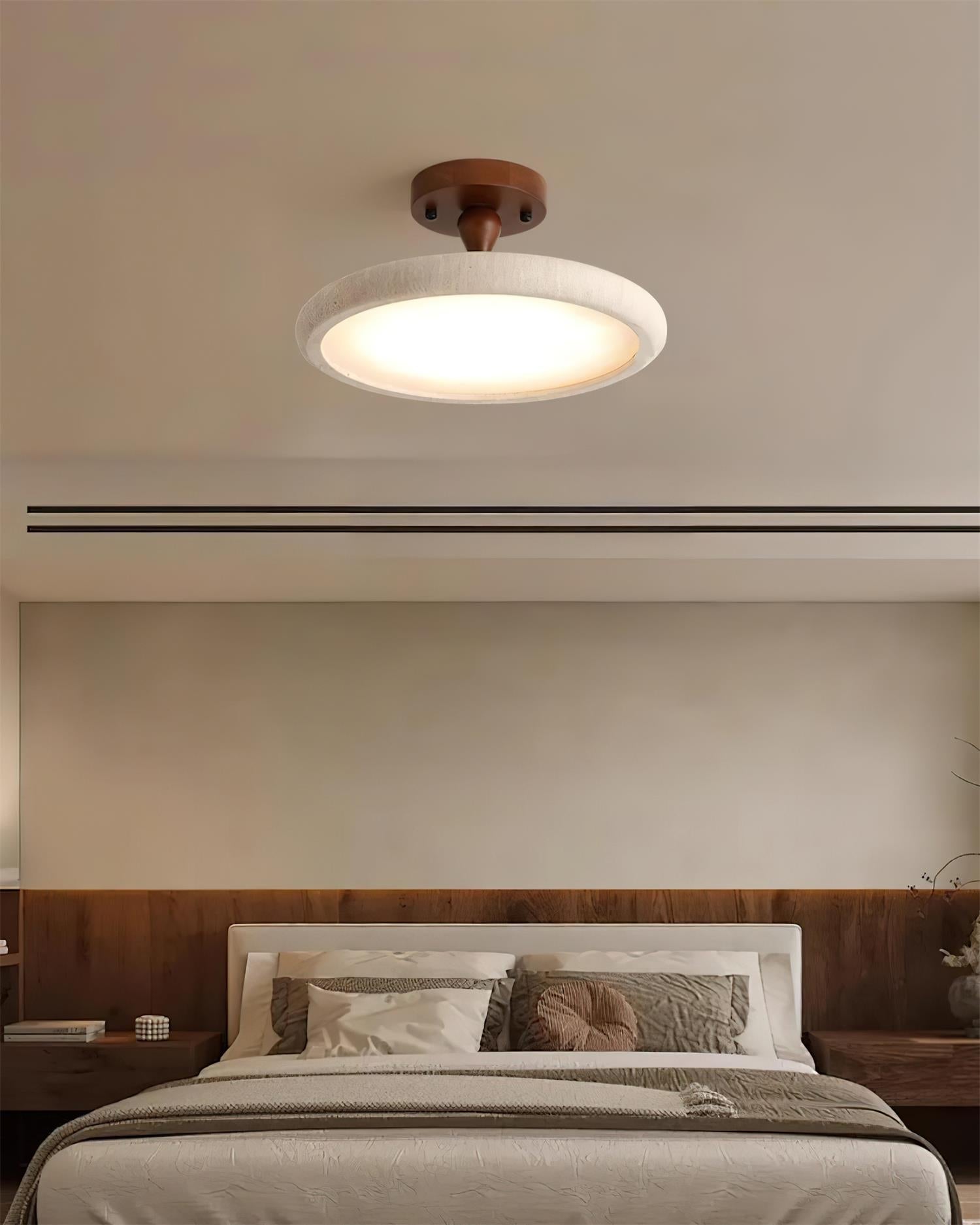 Lumière de plafond semi-affleurante en travertin avec LED blanc chaud