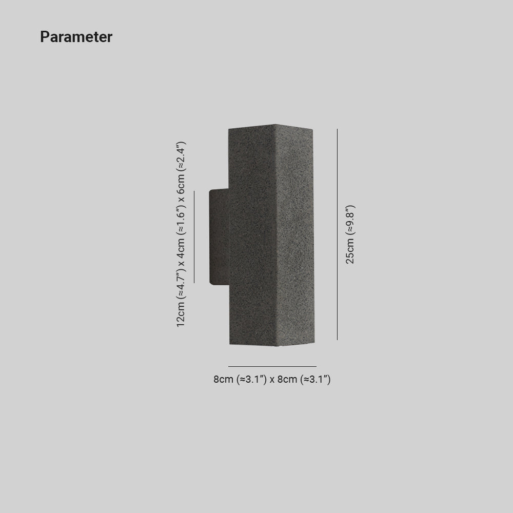 Applique murale extérieure carrée minimaliste en ciment, finition blanche