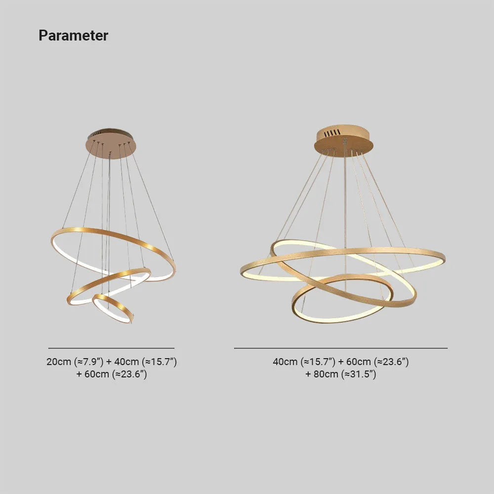 Suspension lumineuse Aluna avec anneau intérieur lumineux