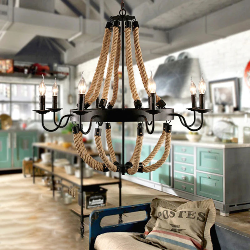 Suspension LED Industrielle Durable En Métal Noir Mat