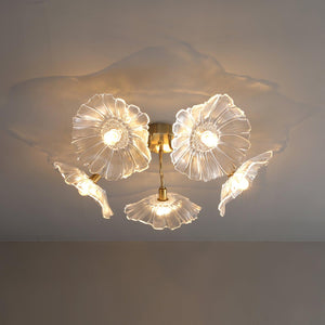 Solara Plafonnier en Verre Feuille avec Laiton Élégant - Neutralighting