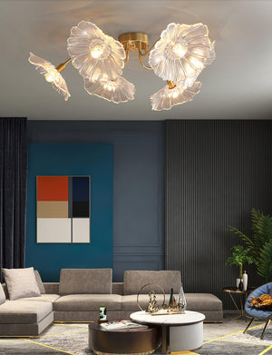 Solara Plafonnier en Verre Feuille avec Laiton Élégant - Neutralighting