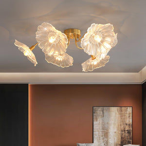 Solara Plafonnier en Verre Feuille avec Laiton Élégant - Neutralighting
