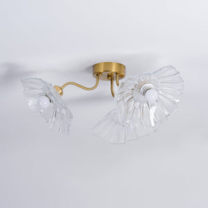 Solara Plafonnier en Verre Feuille avec Laiton Élégant - Neutralighting