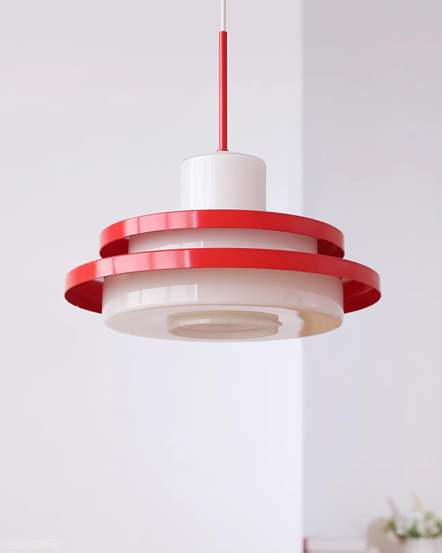 Suspension en verre rouge et blanc compatible variateur