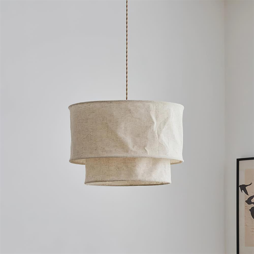 Natürliche Leinen-Pendelleuchte mit sanftem Licht