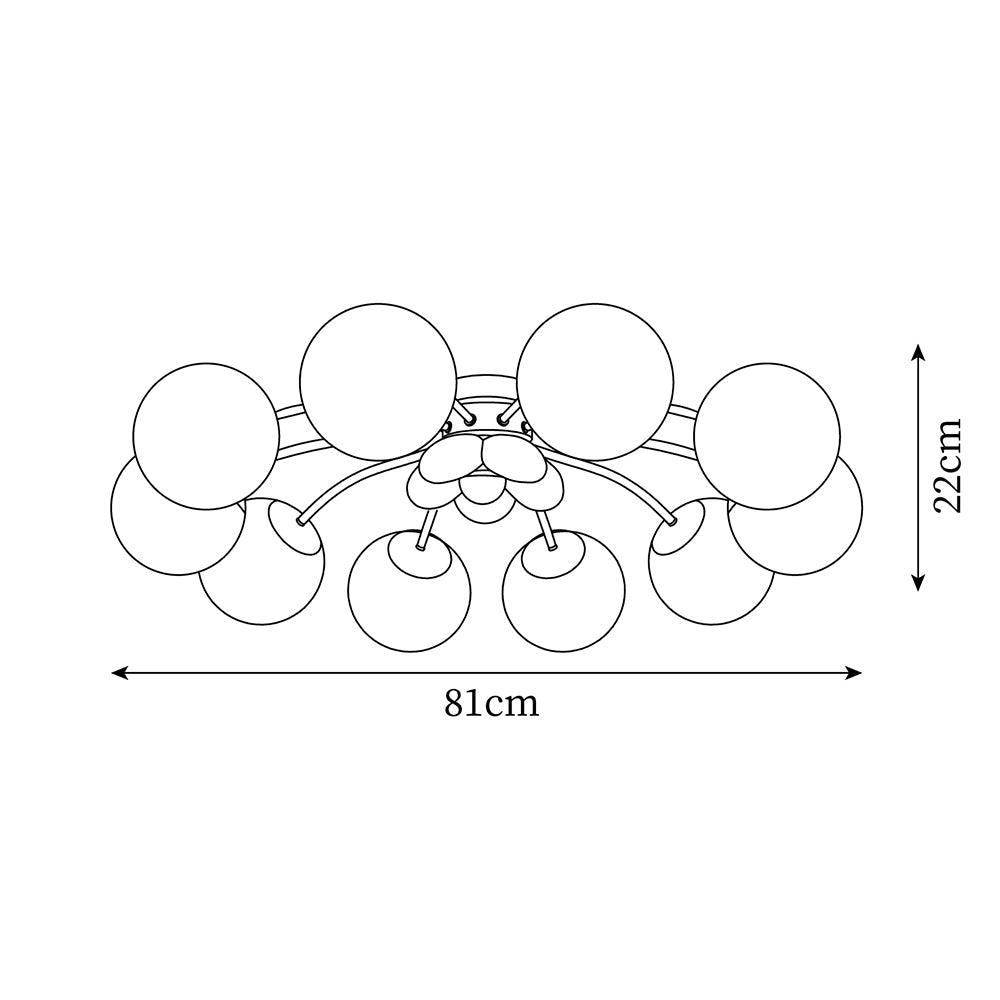 Plafonnier multi-têtes rose pétale avec base dorée
