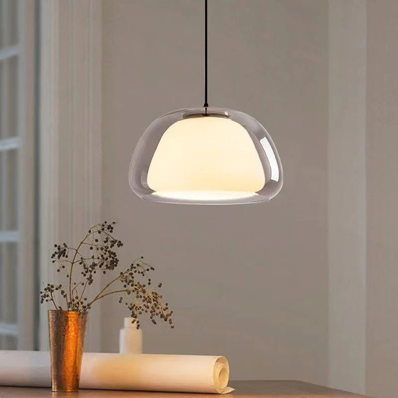LED-Pendelleuchte aus Glas und Metall für Wohnzimmer