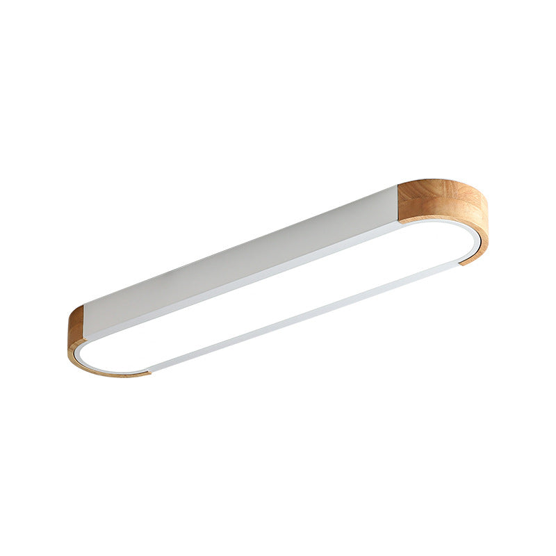 Moderne Deckenleuchte mit Holzrand und klarem Acrylschirm