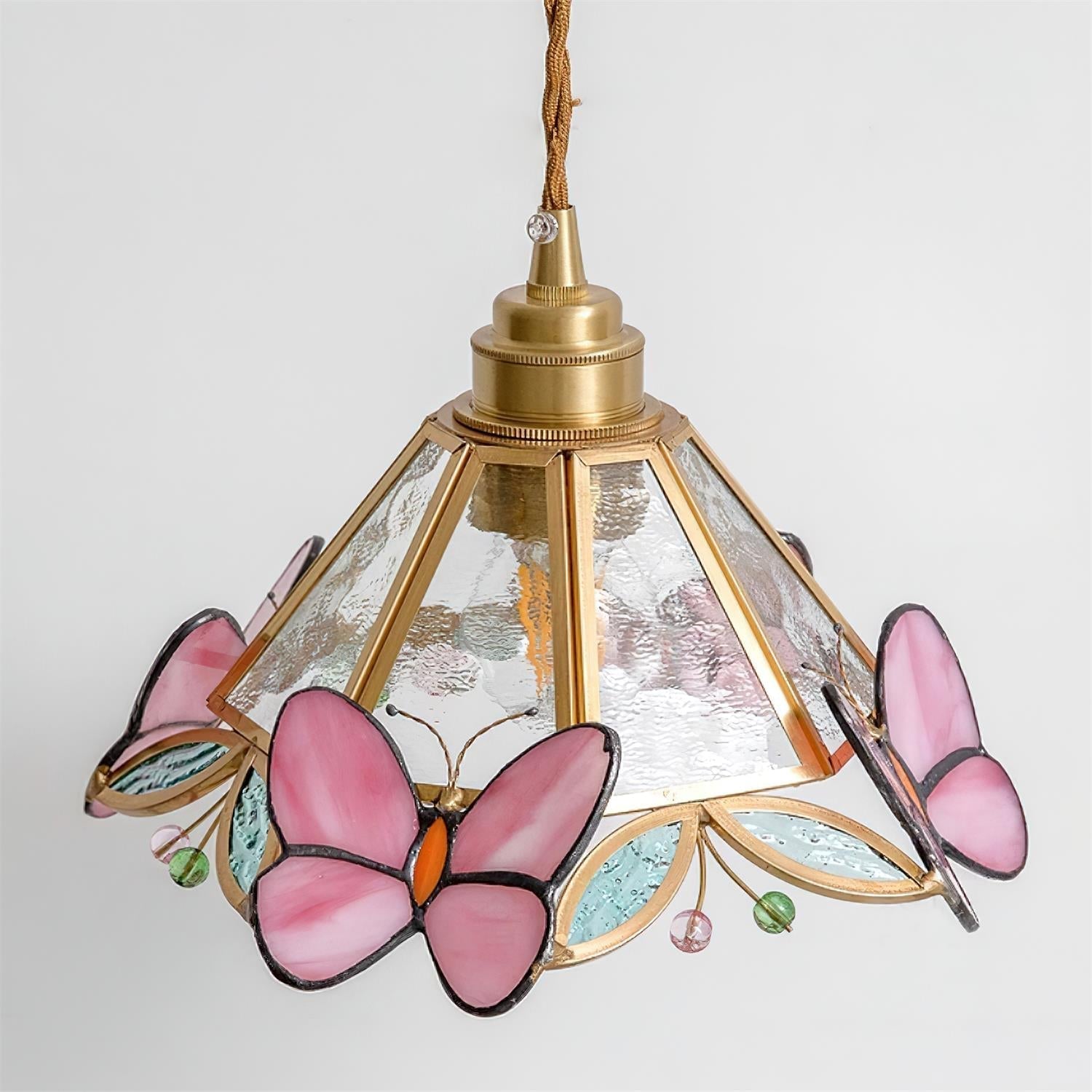 Suspension en vitrail papillon avec lumière chaude