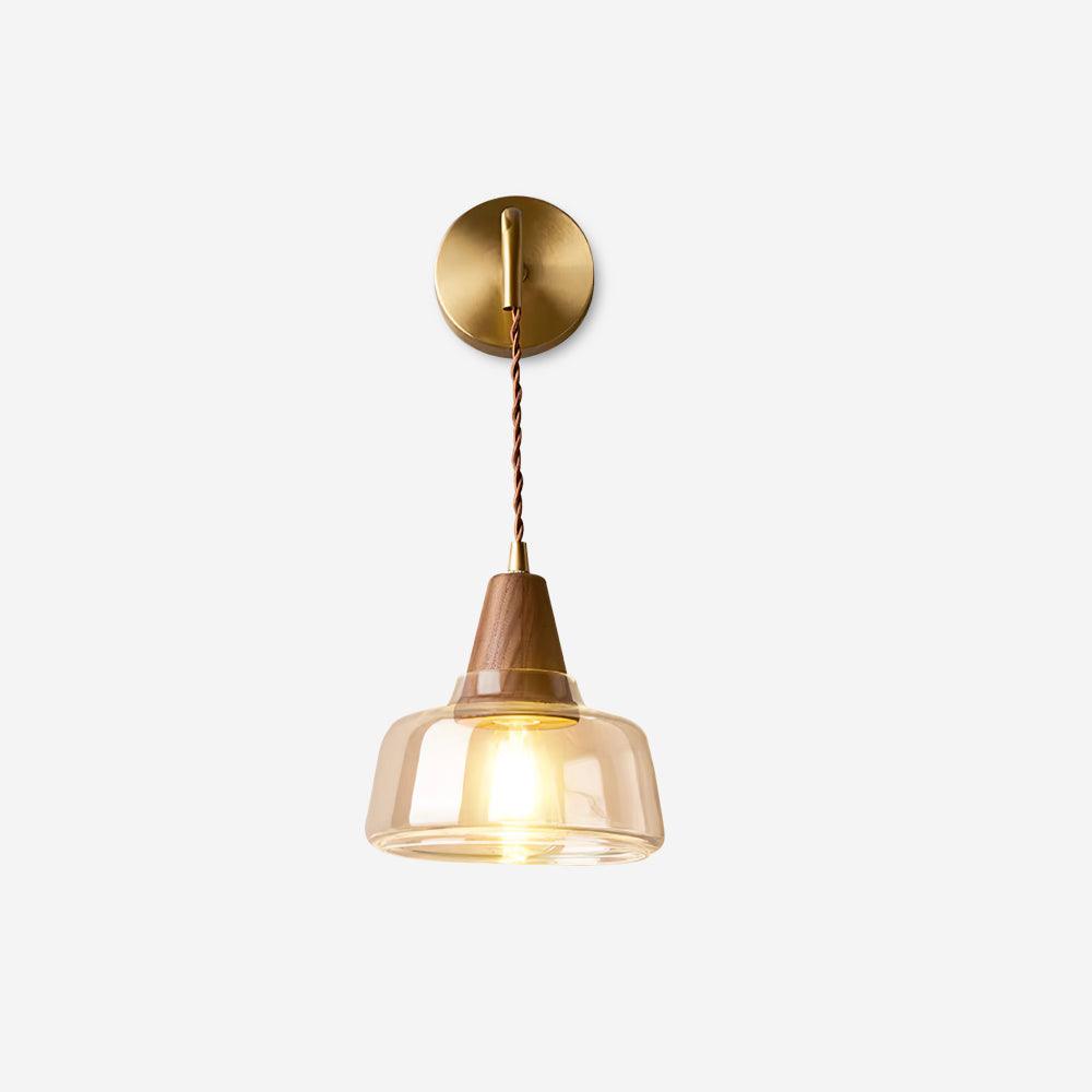 Lampe murale à bras en laiton avec cordon torsadé et abat-jour en verre cloche