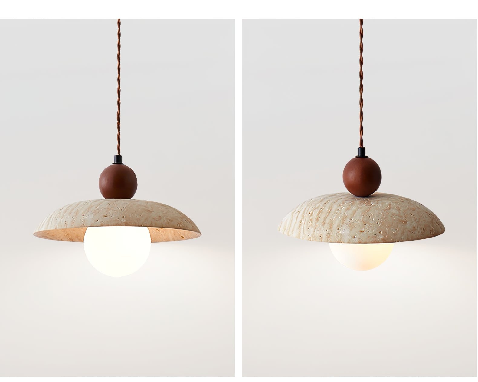 Suspension en travertin premium avec lumière chaude