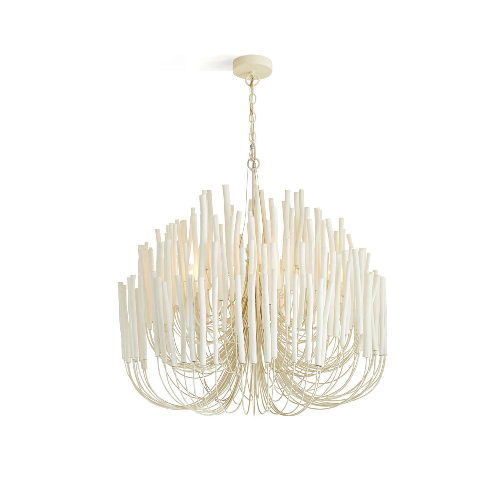 Lustre tubulaire sculptural vertical de six à dix-huit lumières blanc noir