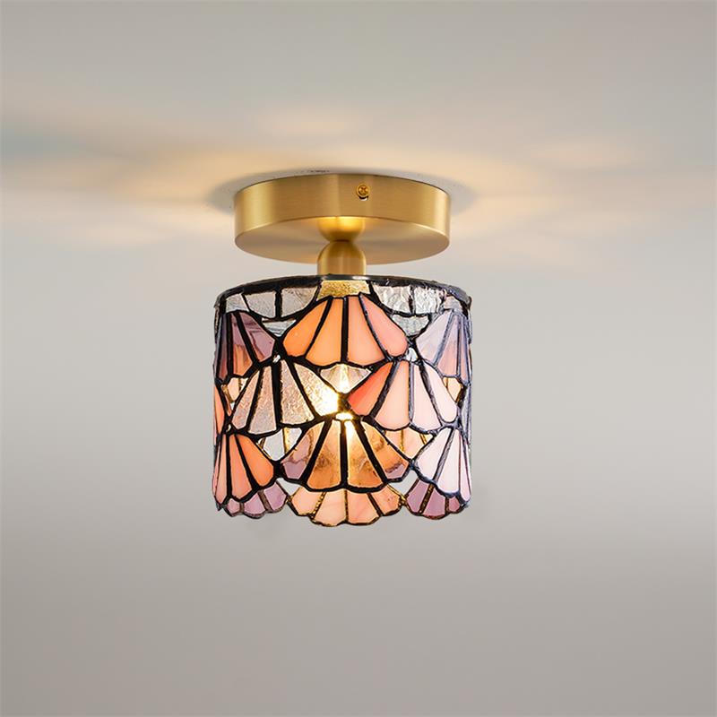 Plafonnier en verre Bloom avec abat-jour en vitrail