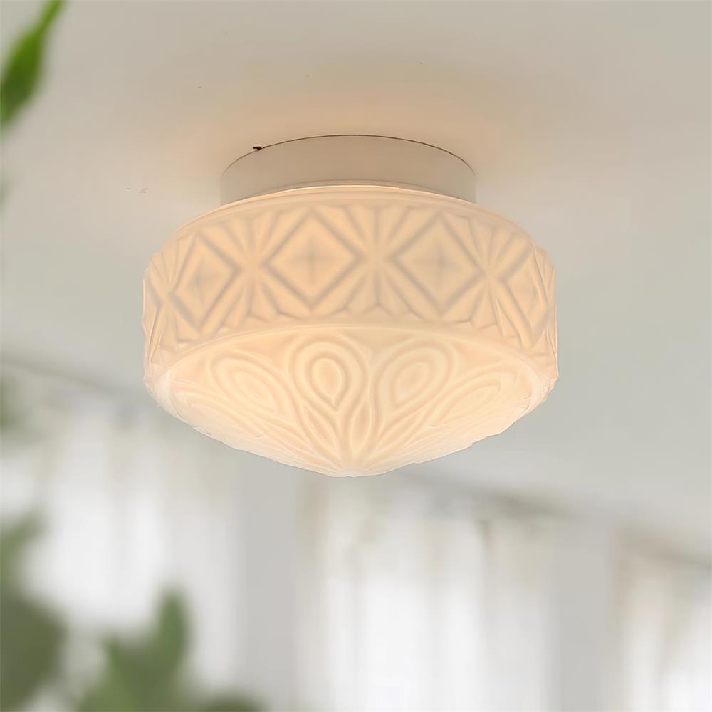 Deckenleuchte zum Einbau mit mattiertem Glas und farbwechselndem LED